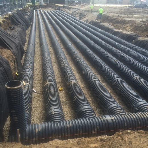 Storm retention system installed