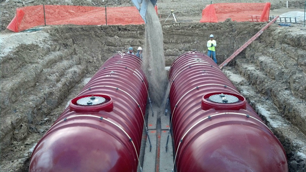 Gas Tank Installation Supports and Backfill